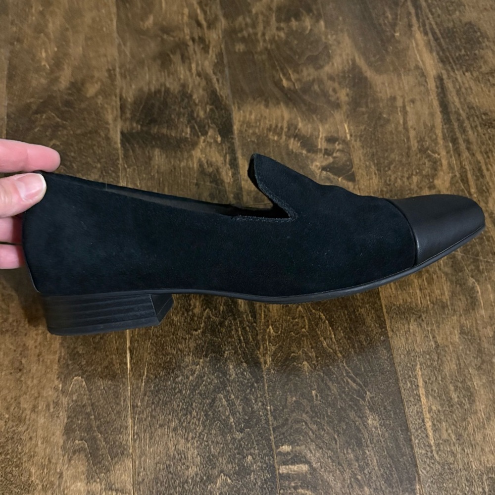 Clarks Black Suede & Leather Cap Toe Loafers - Picture 5 of 9
